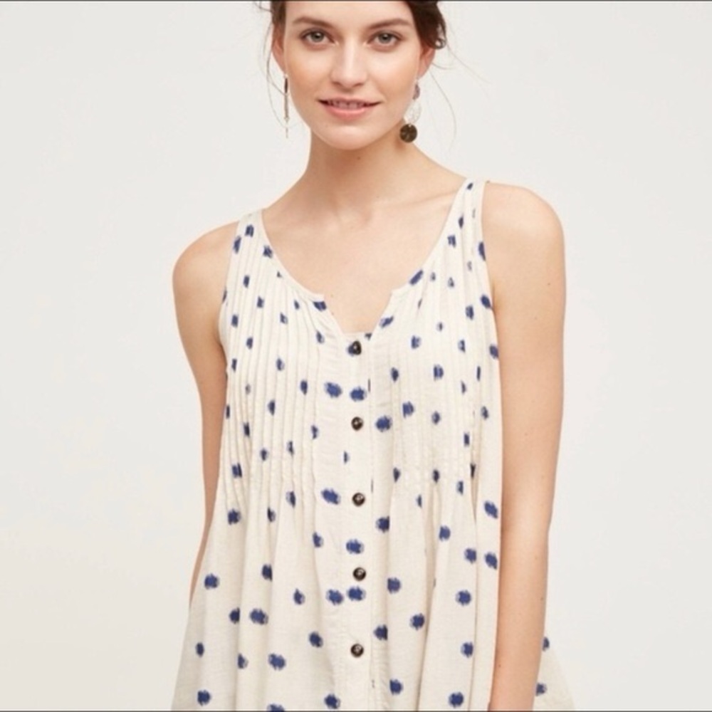Maeve Ivory and Navy Dot Blouse